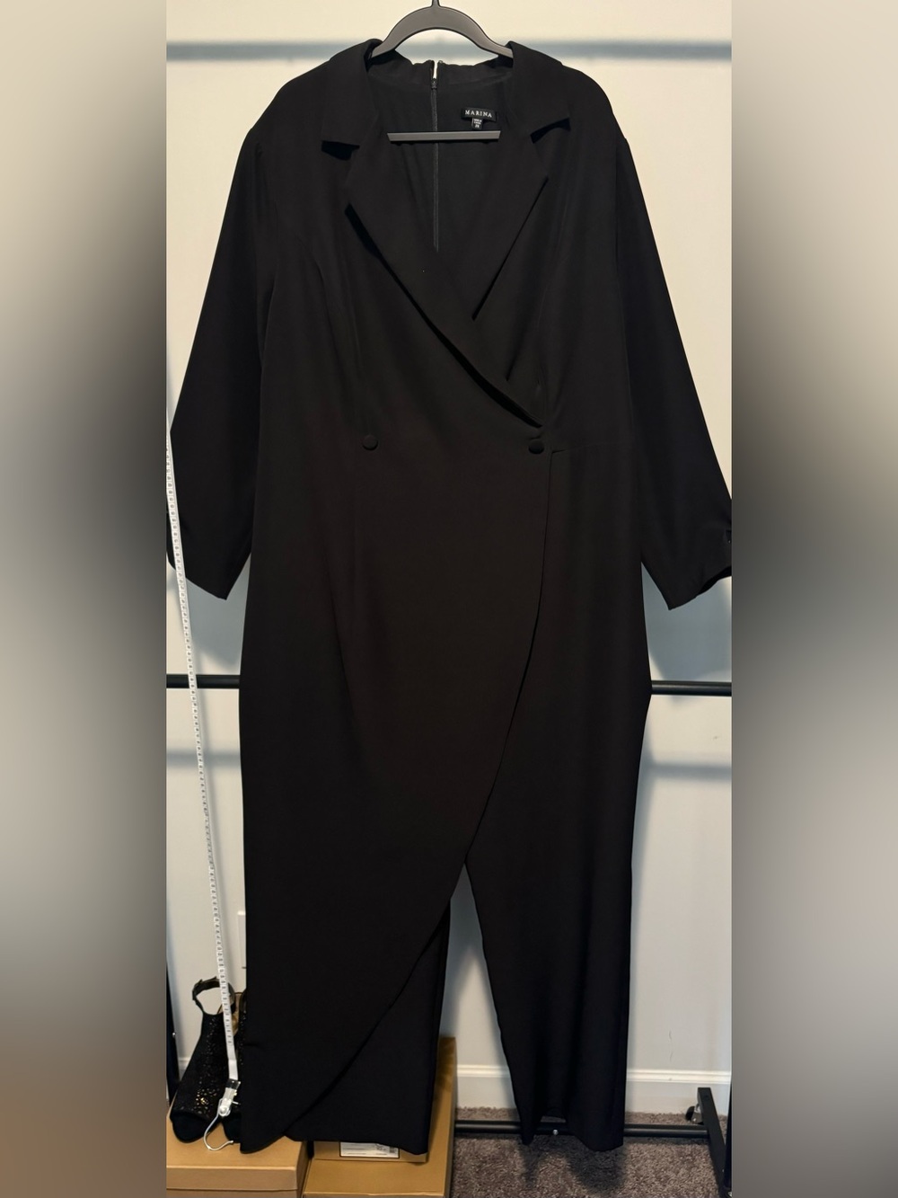 Marina Black Wrap/Overlay Front Women's Jumpsuit